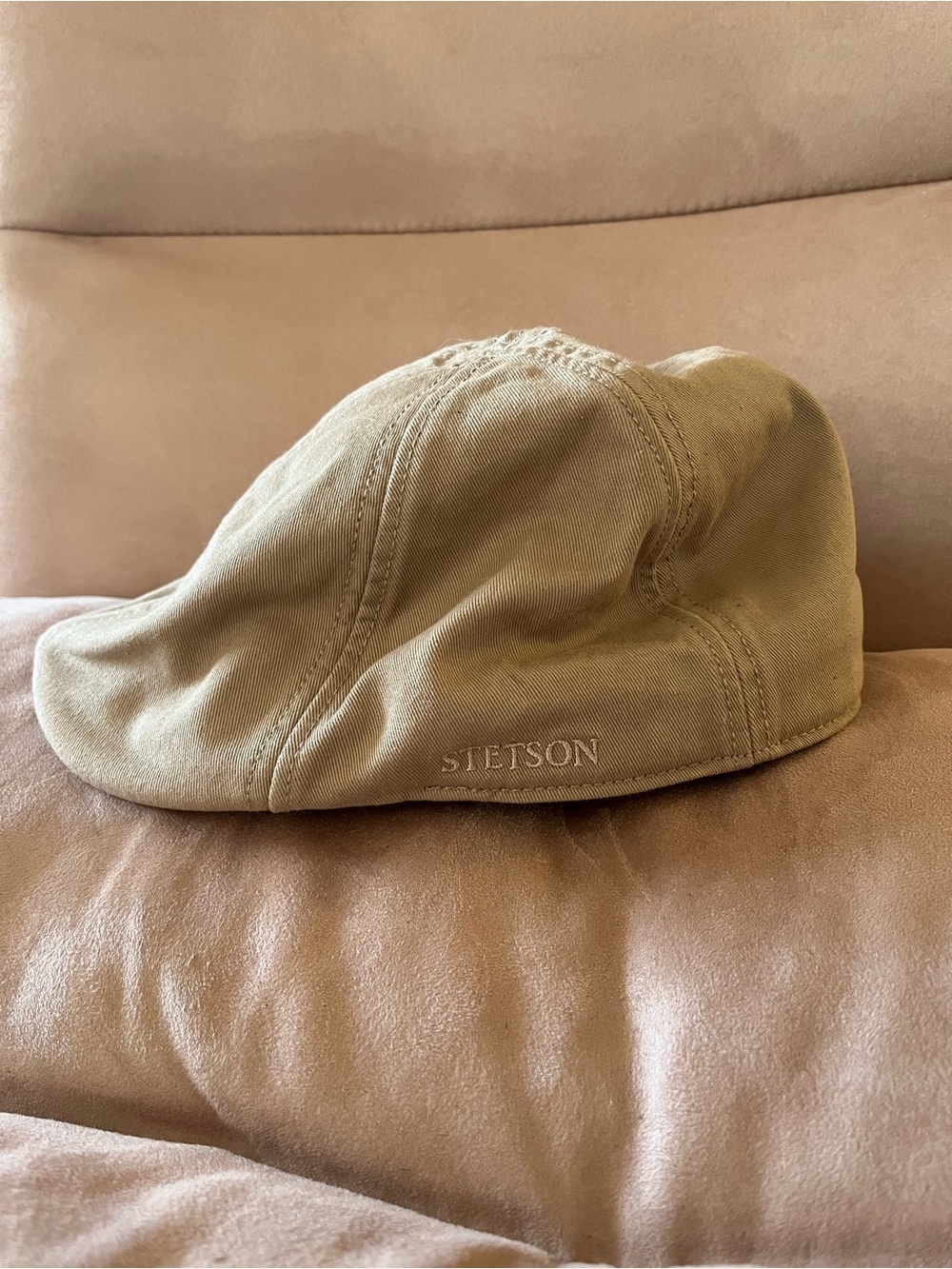 Stetson Khaki Cotton Eight-Panel Newsboy Cap